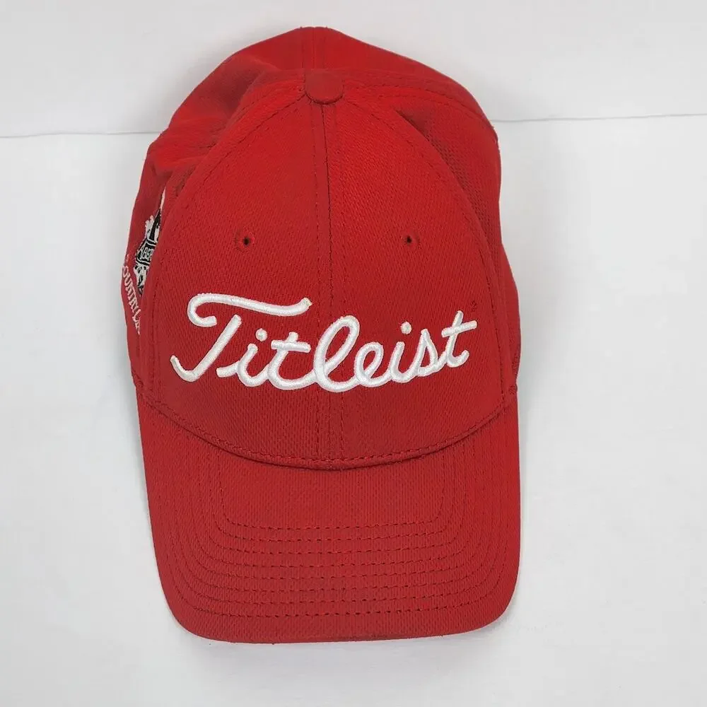 TITLEIST Aberdeen Country Club Hat Cap Fitted Mens Large XL Red Golf New Era